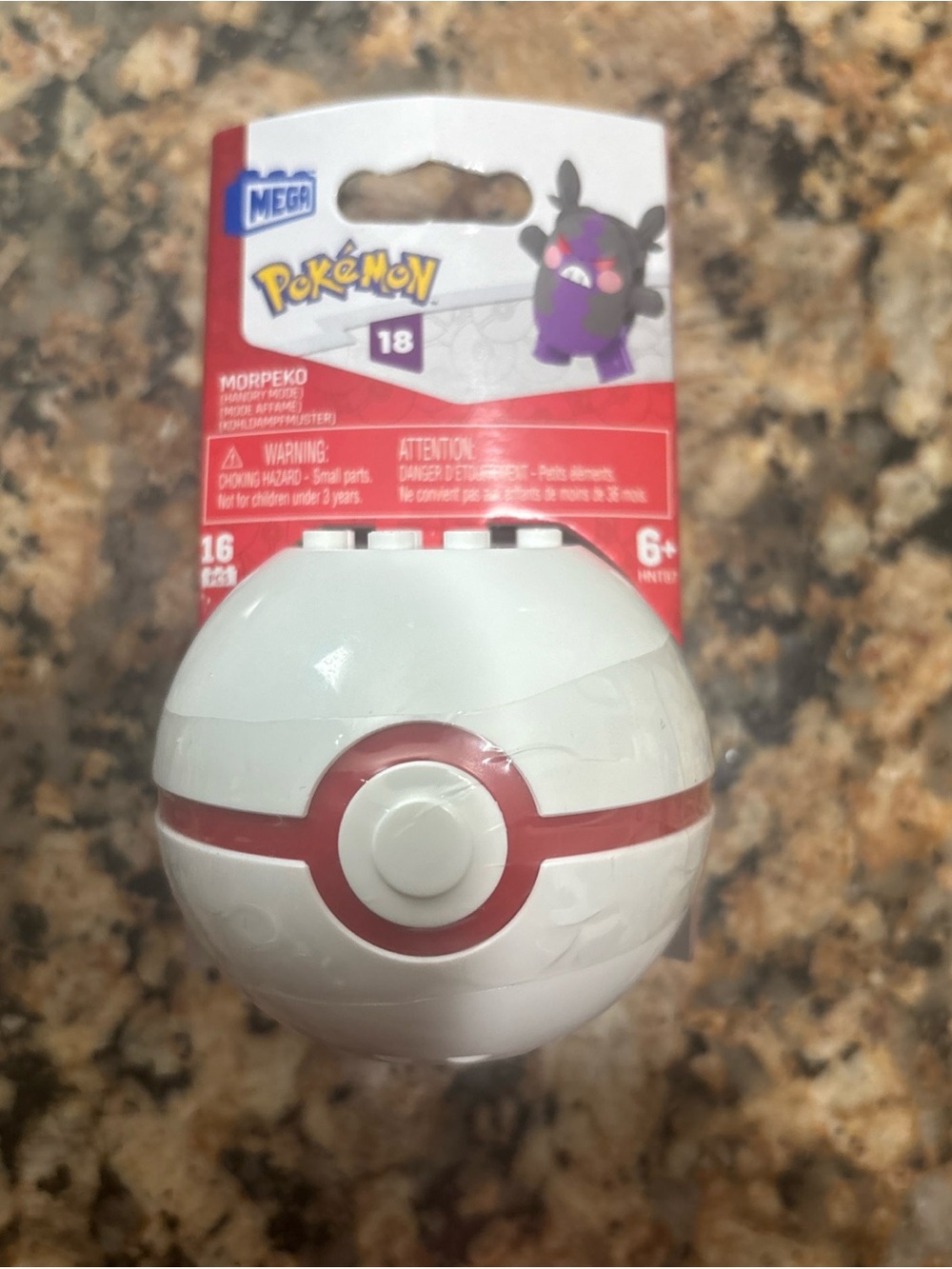 Mega Pokémon Poké Ball Building Toy - White & Red Morpeko